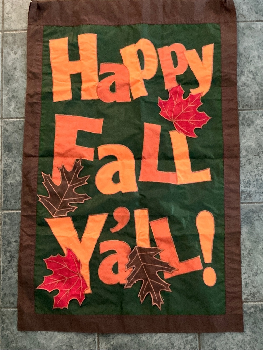 Happy Fall Y'all Flag - Orange and Green